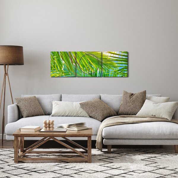 Obraz - Liście palmowe (z zegarem) (90x30 cm)