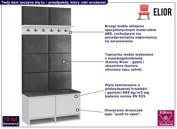 Garderoba z szafką na buty biały + szary T7-P77