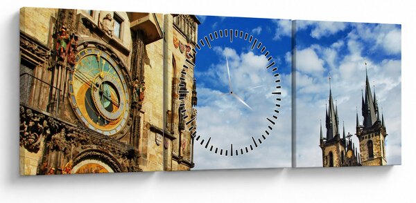 Obraz - Praski zegar astronomiczny (z zegarem) (90x30 cm)