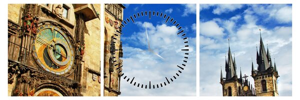 Obraz - Praski zegar astronomiczny (z zegarem) (90x30 cm)