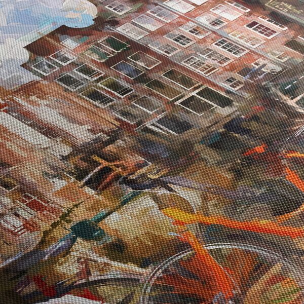 Obraz - Amsterdam, malarstwo (z zegarem) (90x30 cm)