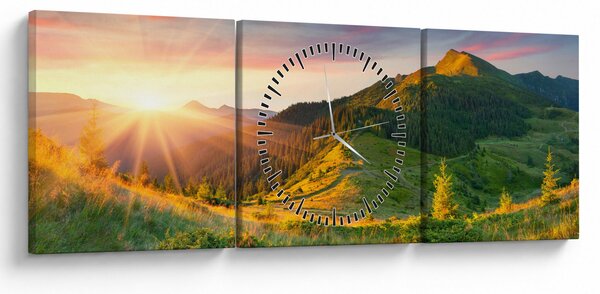 Obraz - Letni krajobraz (z zegarem) (90x30 cm)
