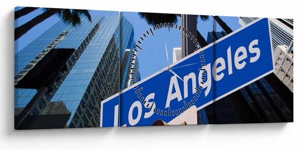 Obraz - Los Angeles (z zegarem) (90x30 cm)