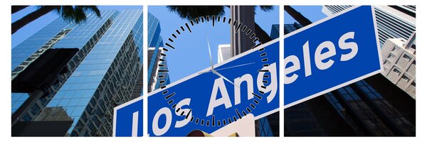 Obraz - Los Angeles (z zegarem) (90x30 cm)