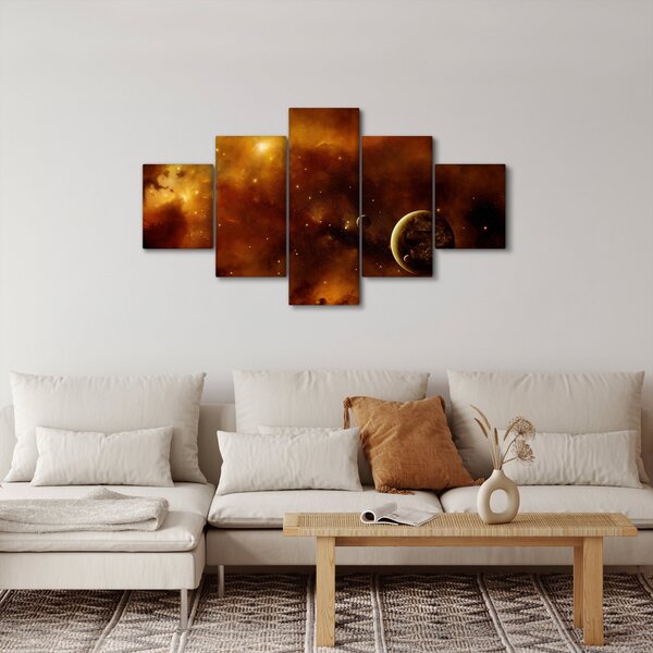 Obraz - Planety z mgławicą (125x70 cm)