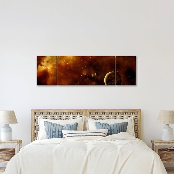 Obraz - Planety z mgławicą (170x50 cm)