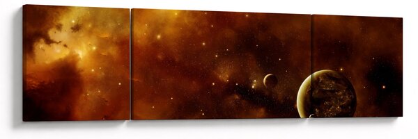 Obraz - Planety z mgławicą (170x50 cm)