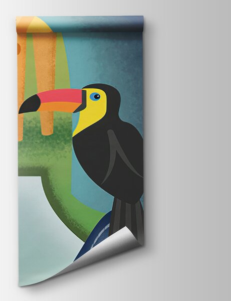 Fototapeta Karykatura przedstawiająca zwierzęta w stawie, Fototapety Natura, Popularne Fototapety, u62122v2 - Tapeko.pl