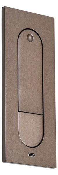 Nowoczesny kinkiet w kolorze ciemnego brązu z LED i portem USB-C - Hilton