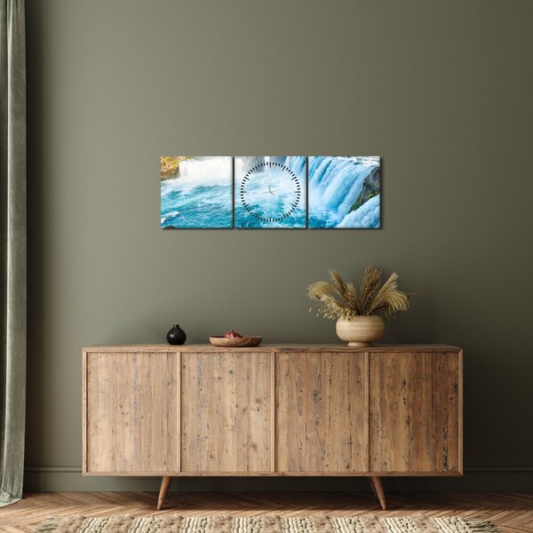 Obraz - Wodospad Godafoss (z zegarem) (90x30 cm)