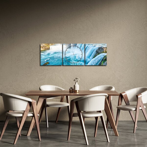 Obraz - Wodospad Godafoss (z zegarem) (90x30 cm)