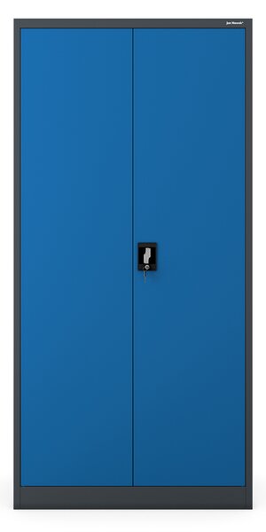 Szafa metalowa wielofunkcyjna z drążkiem antracytowo-niebieska, 900 x 1850 x 450 mm: DAWID
