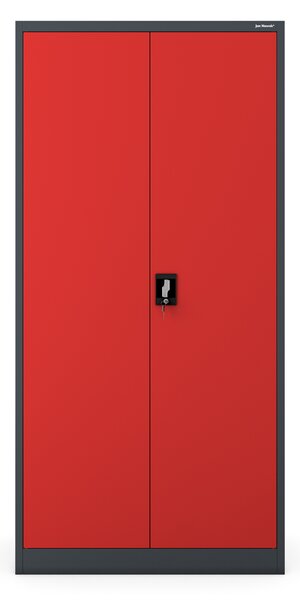 Szafa metalowa wielofunkcyjna z drążkiem antracytowo-czerwona, 900 x 1850 x 450 mm: DAWID
