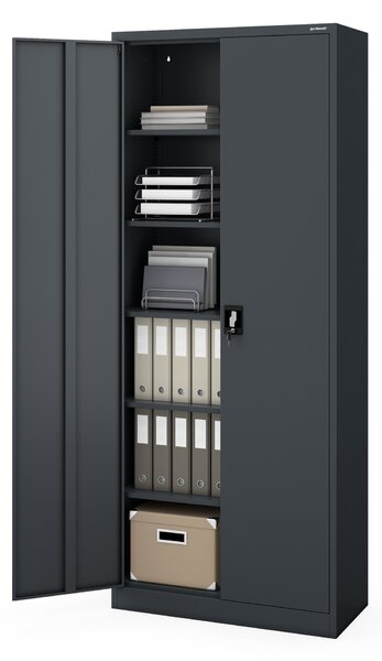 Szafa biurowa metalowa wysoka na dokumenty antracytowa, 900x2200x400 mm: JAN H2200