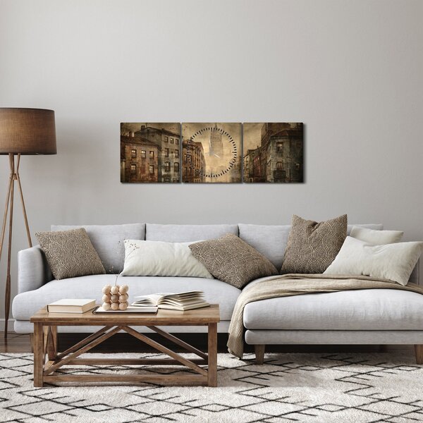 Obraz - Malowanie miasta (z zegarem) (90x30 cm)