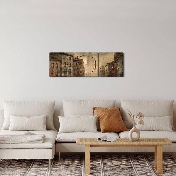 Obraz - Malowanie miasta (z zegarem) (90x30 cm)