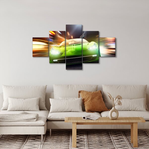 Obraz - Zielony samochód wyścigowy (125x70 cm)