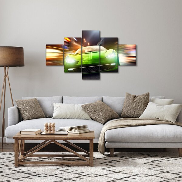 Obraz - Zielony samochód wyścigowy (125x70 cm)