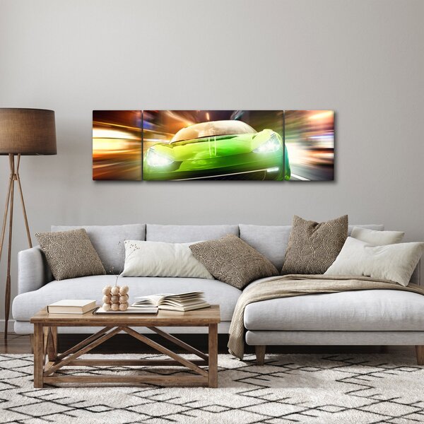Obraz - Zielony samochód wyścigowy (170x50 cm)