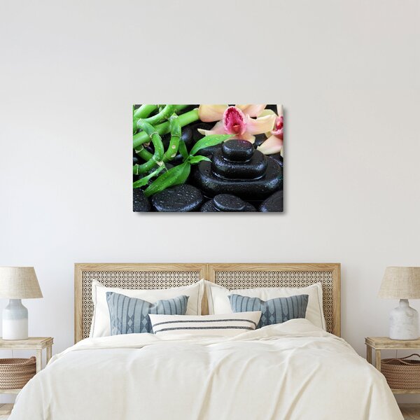 Obraz - Kamienie i orchidee (70x50 cm)