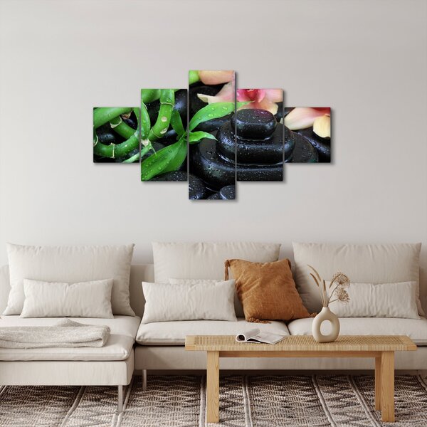 Obraz - Kamienie i orchidee (125x70 cm)