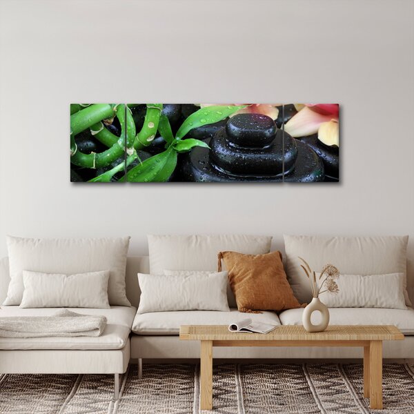 Obraz - Kamienie i orchidee (170x50 cm)