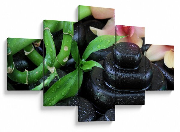 Obraz - Kamienie i orchidee (125x70 cm)