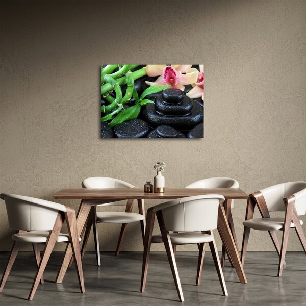 Obraz - Kamienie i orchidee (70x50 cm)