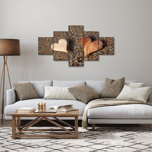Obraz - Drewniane serca (125x70 cm)