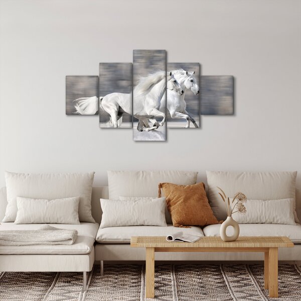 Obraz - Białe konie zimą (125x70 cm)