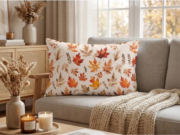 Flanelowa poszewka na poduszkę LEAVES & PUMPKINS 50x70 cm, kolorowy