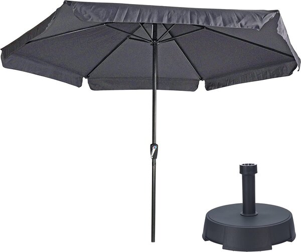 Parasol Gemini ciemnoszary/antracytowy Ø300 cm | W zestawie stojak na parasol 25 kg