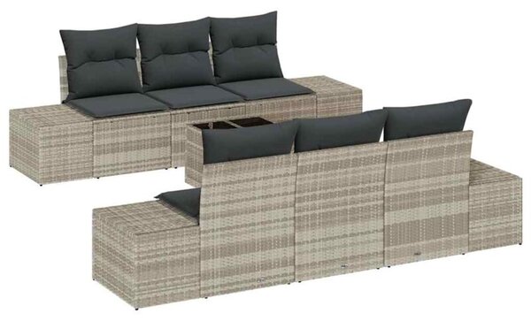 Zestaw Mebli Ogrodowych Komplet Wypoczynkowy 8-Częściowy Szary Rattan Na Taras Balkon Ogród