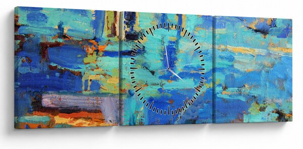 Obraz - Abstrakcyjny obraz olejny (z zegarem) (90x30 cm)