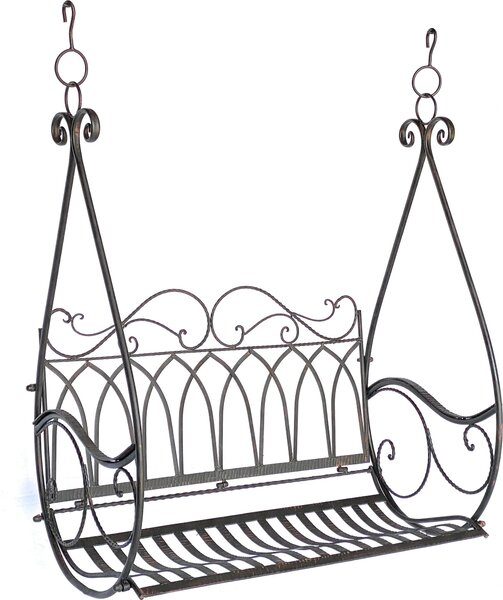 DanDiBo Wisząca Ławka Metalowa Brązowa Odporna na warunki atmosferyczne Huśtawka Gondola Wiszące Krzesło 1868 2-osobowa Ławka Ogrodowa