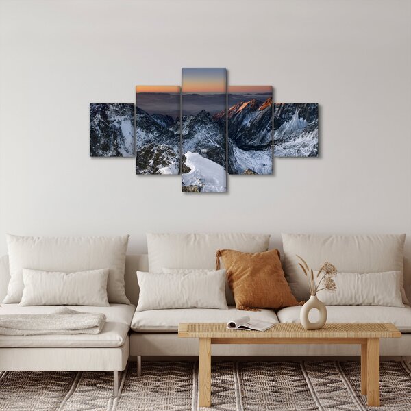 Obraz - Wschód słońca w górach (125x70 cm)