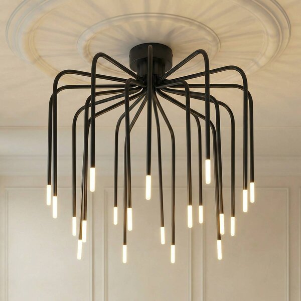 Lampa sufitowa Ariadne Lucande, możliwość ściemniania, czarny, salon / jadalnia, metal, nowoczesny
