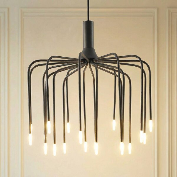 Lampa wisząca Ariadne Lucande, możliwość ściemniania, czarny, salon / jadalnia, metal, nowoczesny
