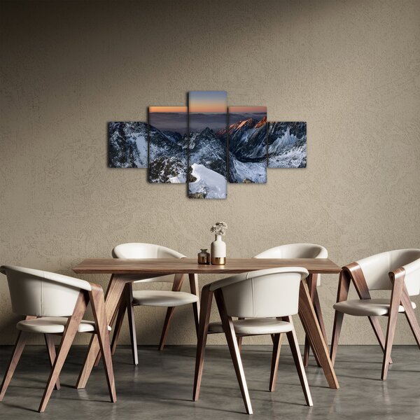Obraz - Wschód słońca w górach (125x70 cm)
