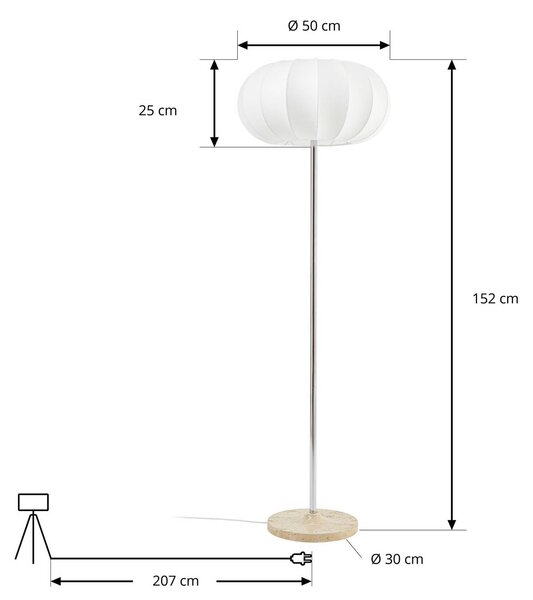 Lampa stojąca Elovie NOLA, biały / opal, salon / jadalnia, kamień, skandynawski