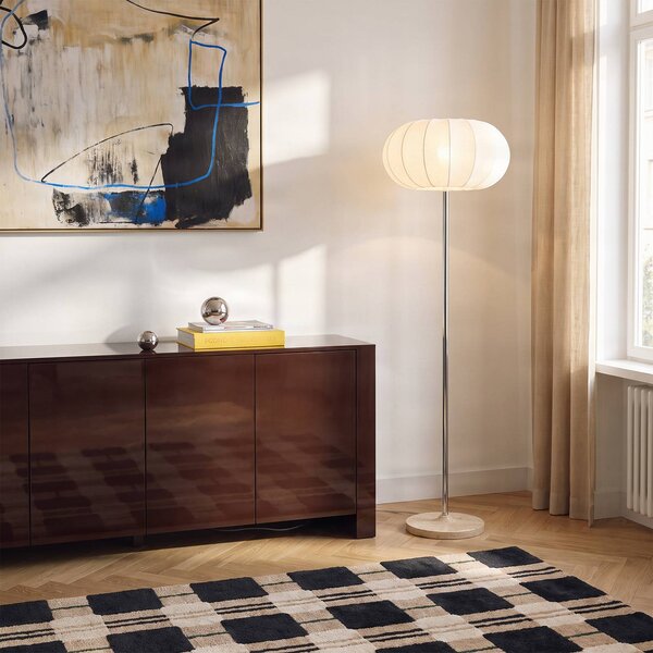 Lampa stojąca Elovie NOLA, biały / opal, salon / jadalnia, kamień, skandynawski