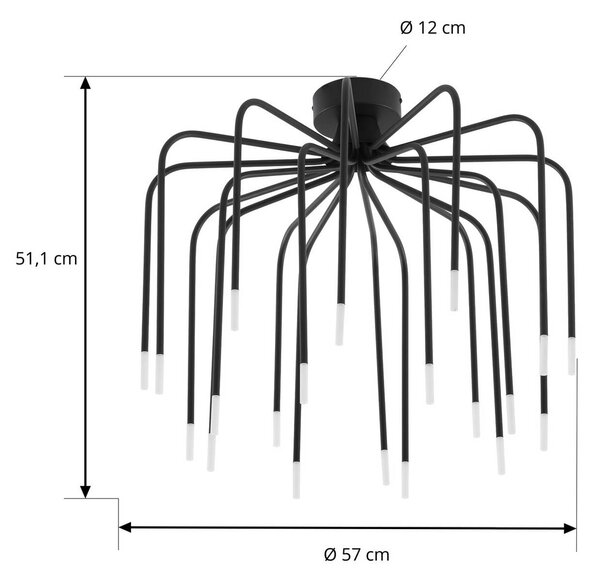 Lampa sufitowa Ariadne Lucande, możliwość ściemniania, czarny, salon / jadalnia, metal, nowoczesny