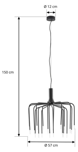 Lampa wisząca Ariadne Lucande, możliwość ściemniania, czarny, salon / jadalnia, metal, nowoczesny