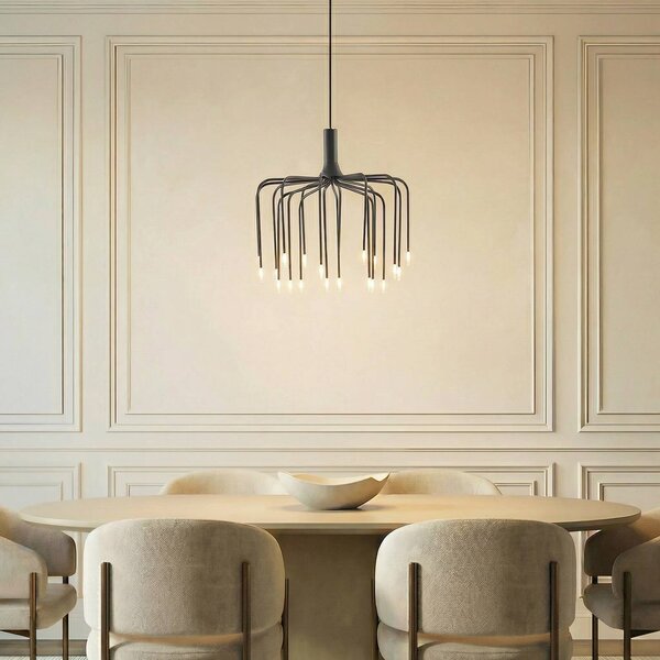 Lampa wisząca Ariadne Lucande, możliwość ściemniania, czarny, salon / jadalnia, metal, nowoczesny