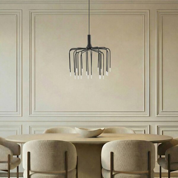 Lampa wisząca Ariadne Lucande, możliwość ściemniania, czarny, salon / jadalnia, metal, nowoczesny