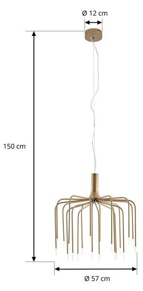 Lampa wisząca Ariadne Lucande, możliwość ściemniania, mosiężny / złoty, salon / jadalnia, metal, nowoczesny
