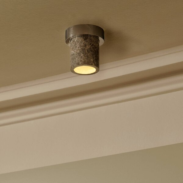 DESIGN BY US Lampa sufitowa Miss Marble, możliwość ściemniania, aluminiowy / szary / cynkowy, łazienka, kamień, design