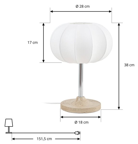 Lampa stołowa Elovie NOLA, biały / opal, salon / jadalnia, kamień, skandynawski
