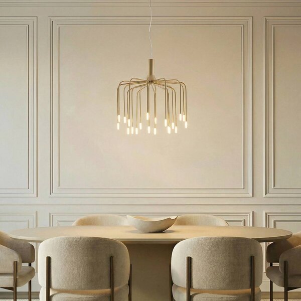 Lampa wisząca Ariadne Lucande, możliwość ściemniania, mosiężny / złoty, salon / jadalnia, metal, nowoczesny