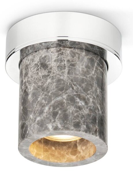 DESIGN BY US Lampa sufitowa Miss Marble, możliwość ściemniania, aluminiowy / szary / cynkowy, łazienka, kamień, design